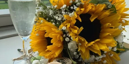 Yellow flowers and champagne