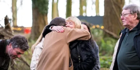Family hugging