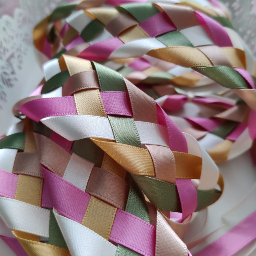 A hand-fasting ribbon for a celebrant-led wedding.