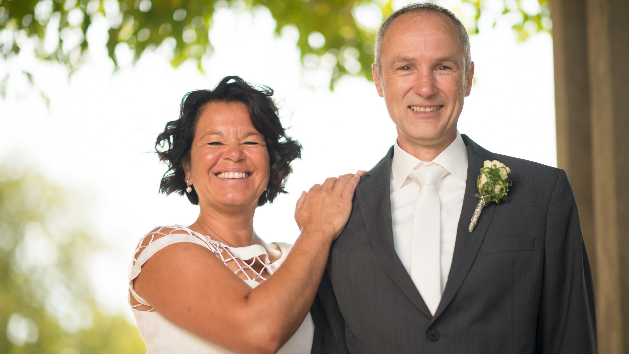 A mature couple during a vow renewal ceremony